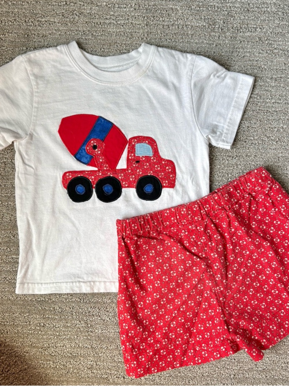 Boys Cement Mixer Applique Matching Short Set 24m 2t